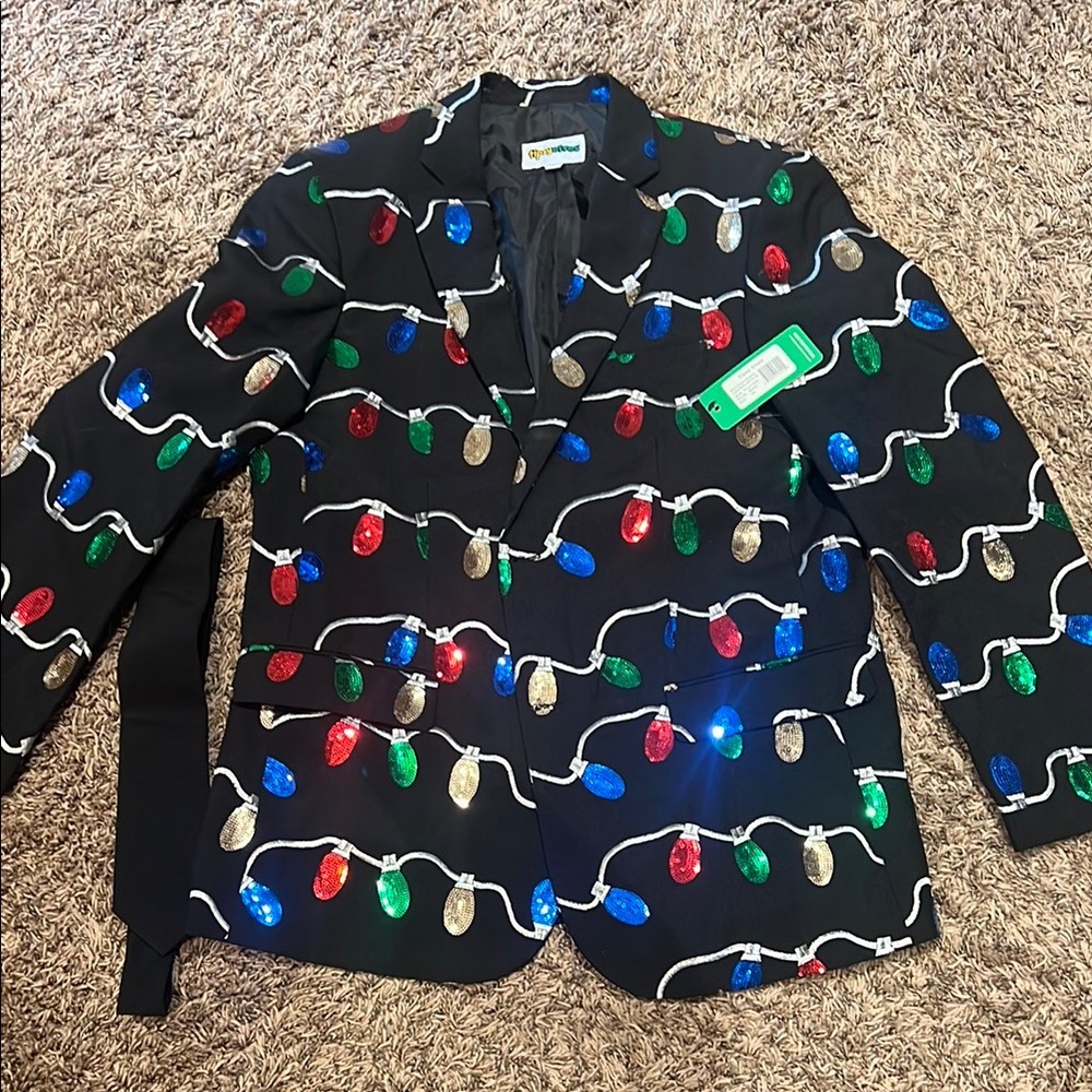 Festive Sequin Blazer with black tie